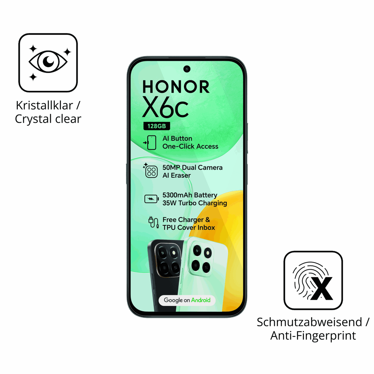 Flexible TPU-Folie passend zugeschnitten für Honor X6c, vollständige Abdeckung
