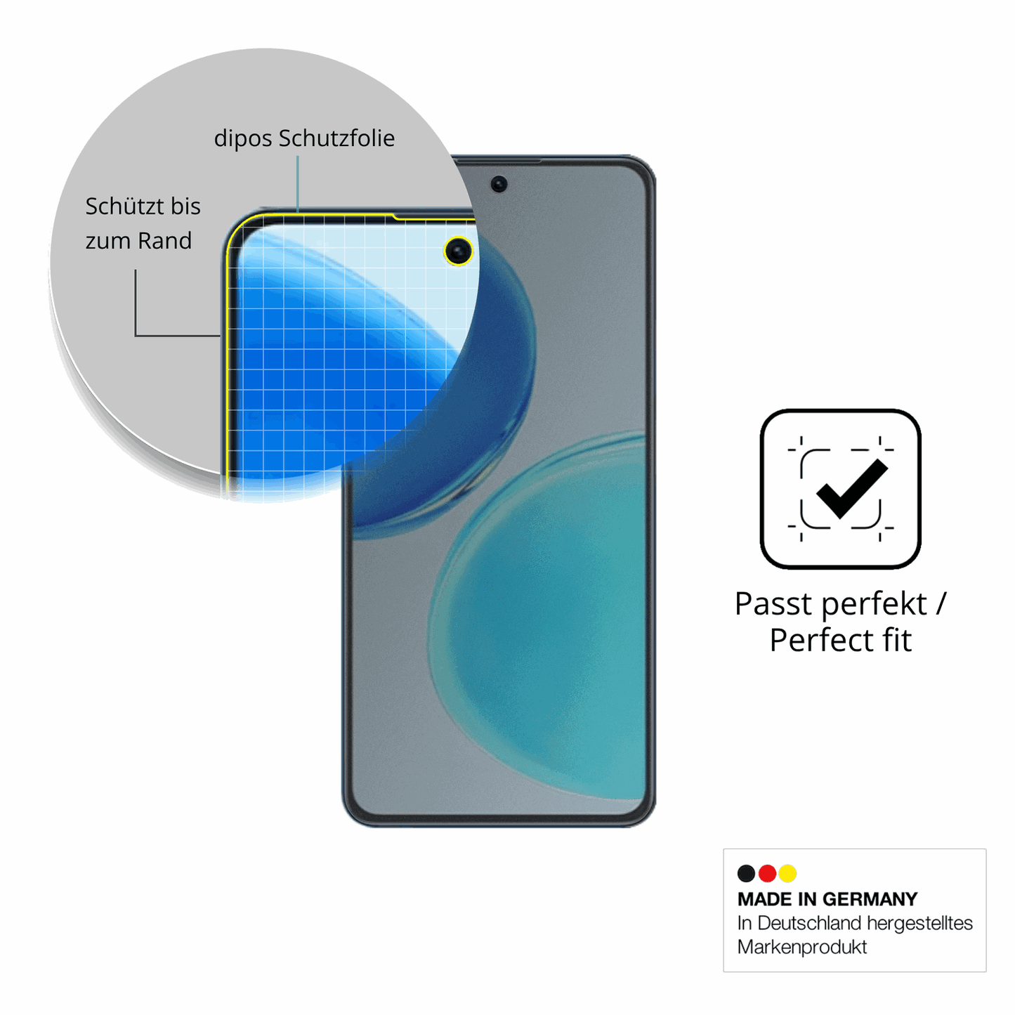 Schutz gegen Kratzer auf dem Honor X8d Glas durch Schlüssel, Stöße gegen die Tischkante oder Stürze