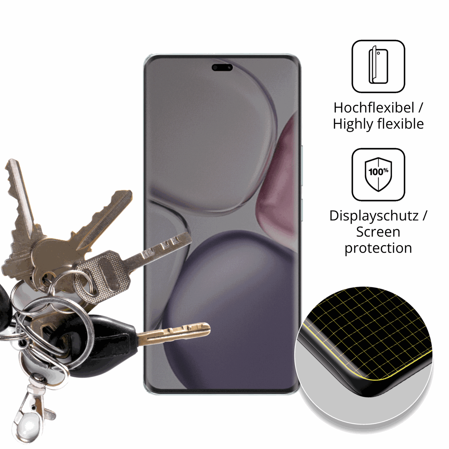 dipos Displayschutz für honorx9c plus, mit Blickschutzfilter und perfekter Passform auch für die Rundungen