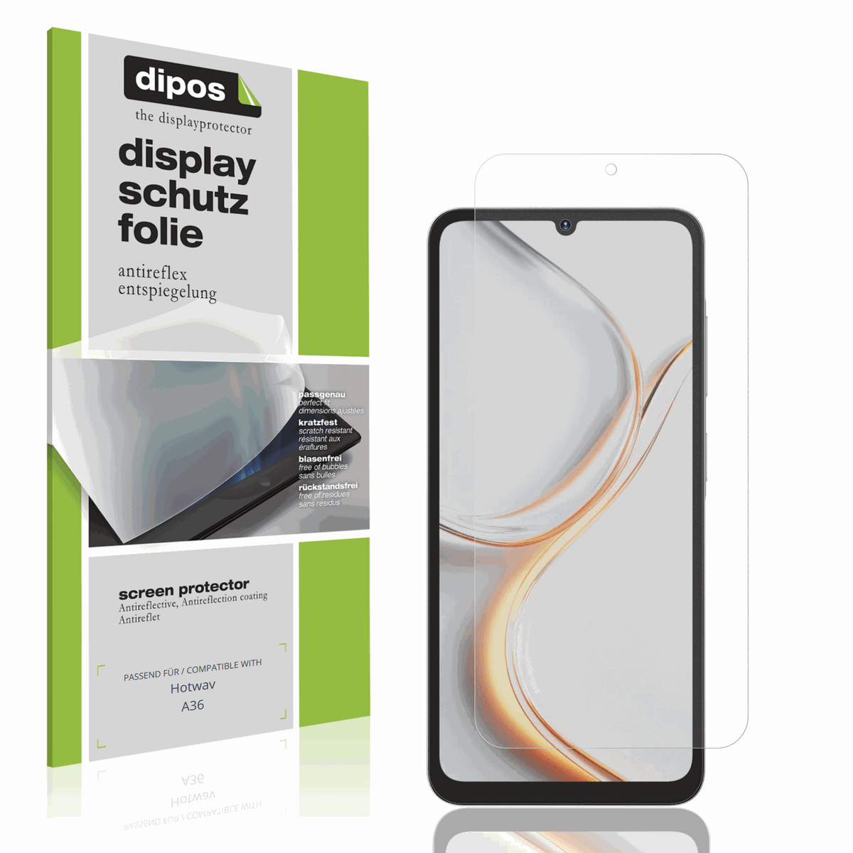 Matte Displayschutzfolie von dipos passend für Hotwav A36, präziser Zuschnitt und blasenfrei montiert