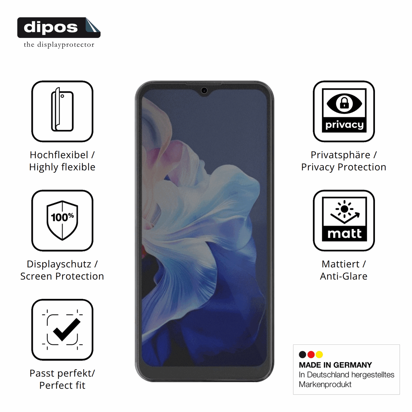 Flexible TPU-Folie passend zugeschnitten für Hotwav Note 15 Pro, mit Privatsphäre-Schutz durch Sichtschutz-Folie