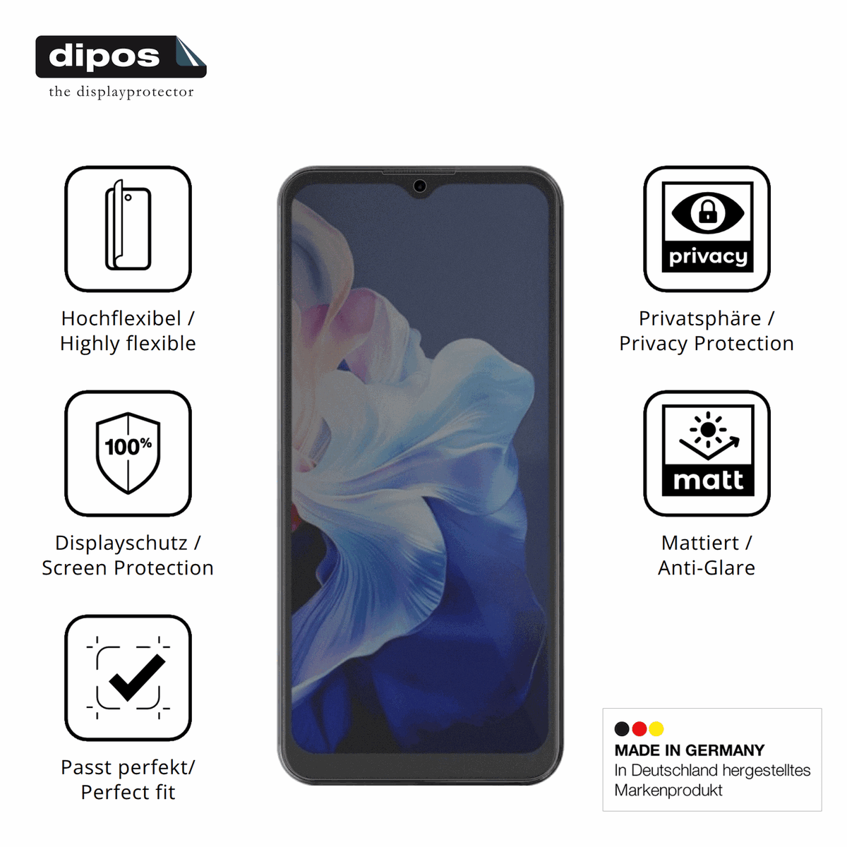 Flexible TPU-Folie passend zugeschnitten für Hotwav Note 15, mit Privatsphäre-Schutz durch Sichtschutz-Folie
