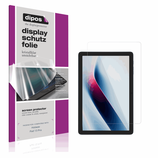Klare Displayschutzfolie von dipos passend für Hotwav Pad 13 Pro, präziser Zuschnitt und blasenfrei montiert