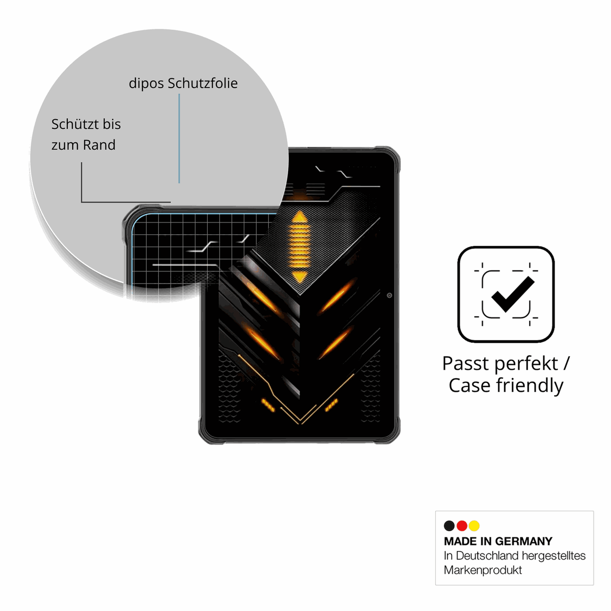 Schutzglasfolie mit optimaler Passform, zur Verwendung mit Hüllen geeignet