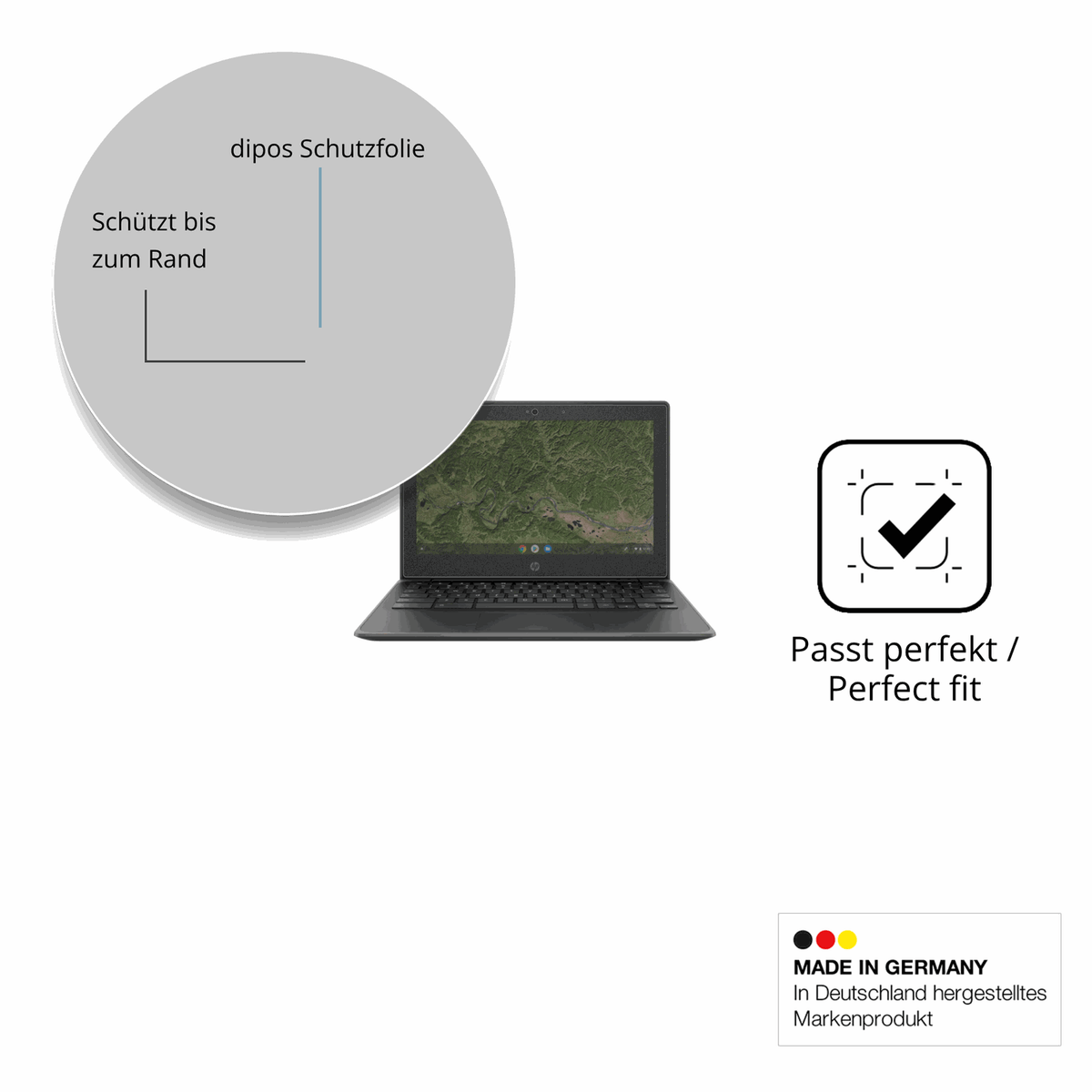 Schutz gegen Kratzer auf dem HP Chromebook 11A G8EE Glas durch Schlüssel oder Ähnliches