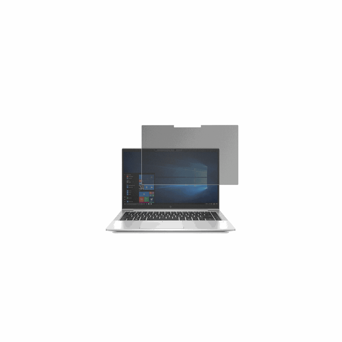 HPEliteBook 845 G7 mit aufgebrachtem dipos Displayschutz, der seitliche Einblicke blockiert