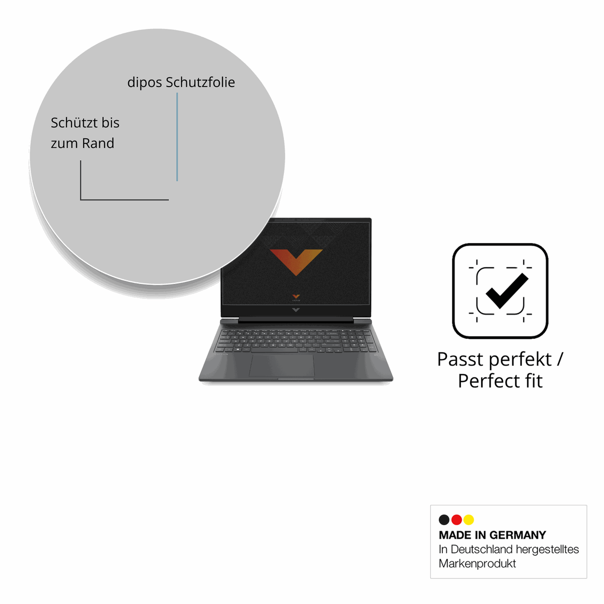 Schutz gegen Kratzer auf dem HP Victus 16 s0177ng Glas durch Schlüssel oder Ähnliches