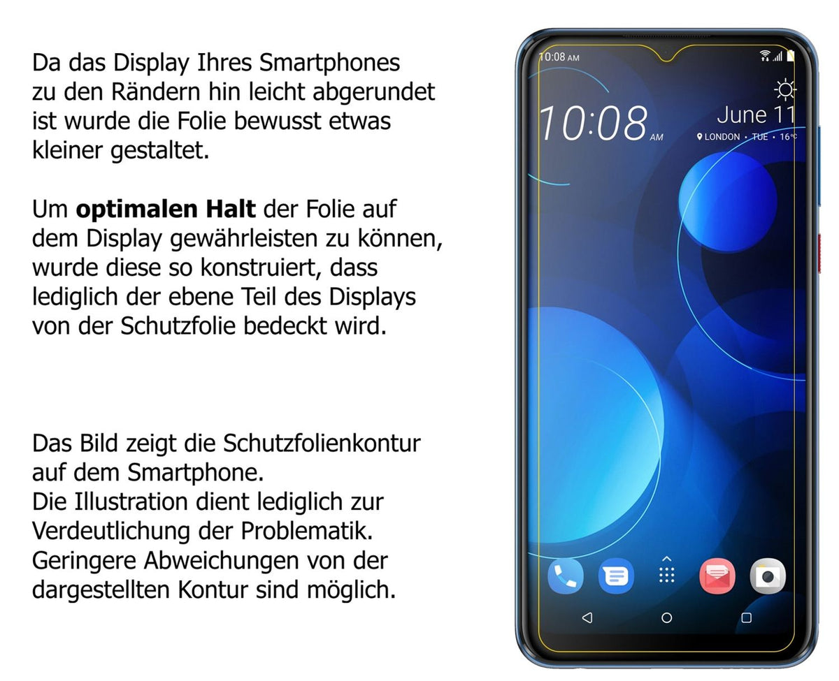 dipos Displayschutz für HTC Desire 19 Plus, mattierte Oberfläche, robuste Festigkeit und perfekte Passform