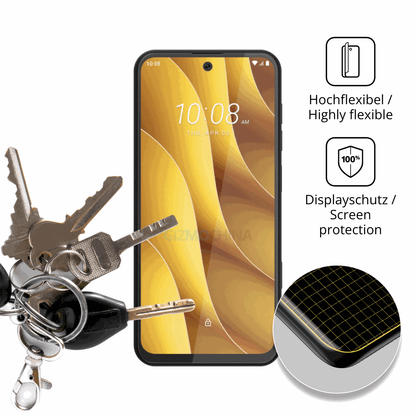 dipos Displayschutz für htcwildfire e7 plus, transparente Oberfläche, perfekte Passform auch für die Rundungen