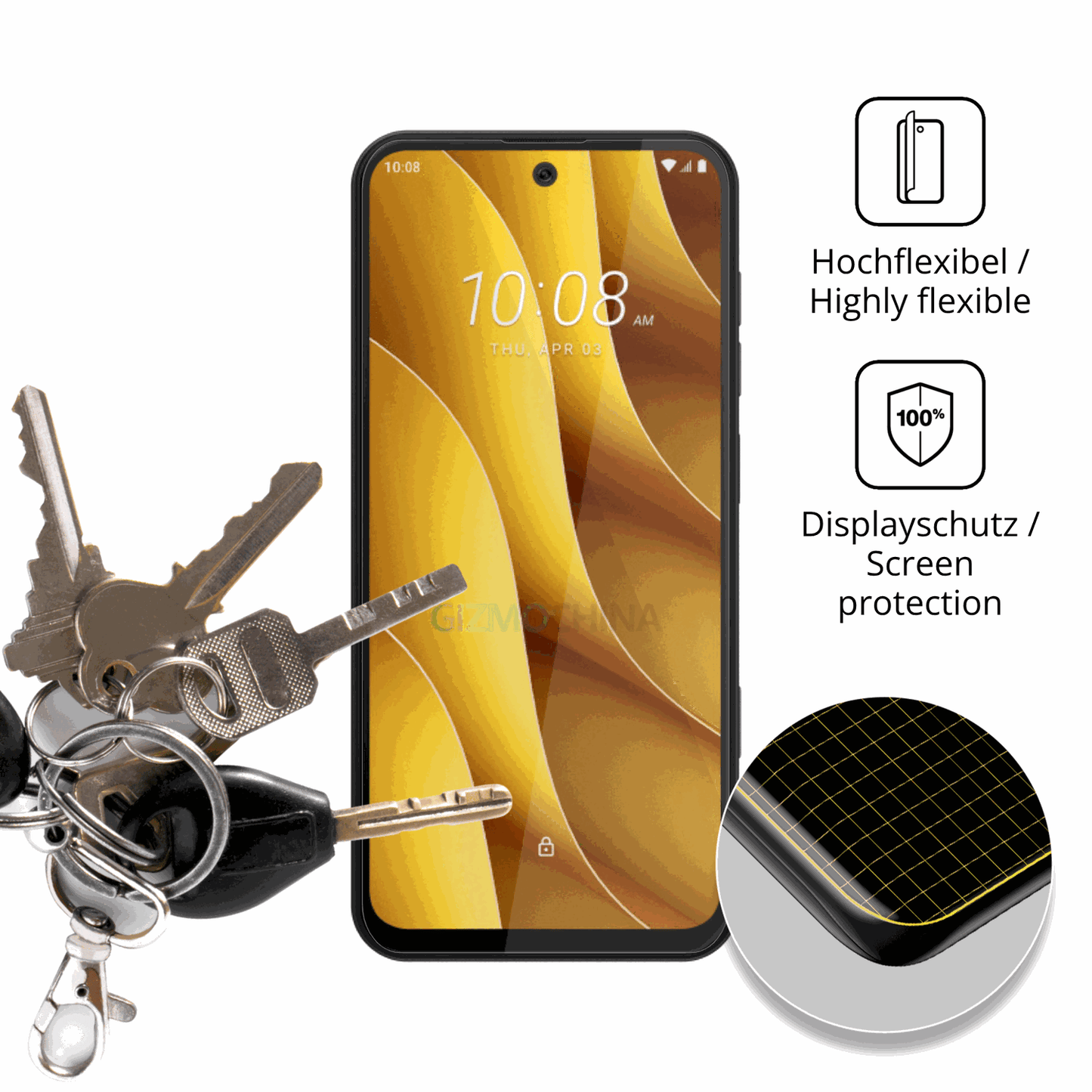 dipos Displayschutz für htcwildfire e7 plus, transparente Oberfläche, geringe Dicke und perfekte Passform