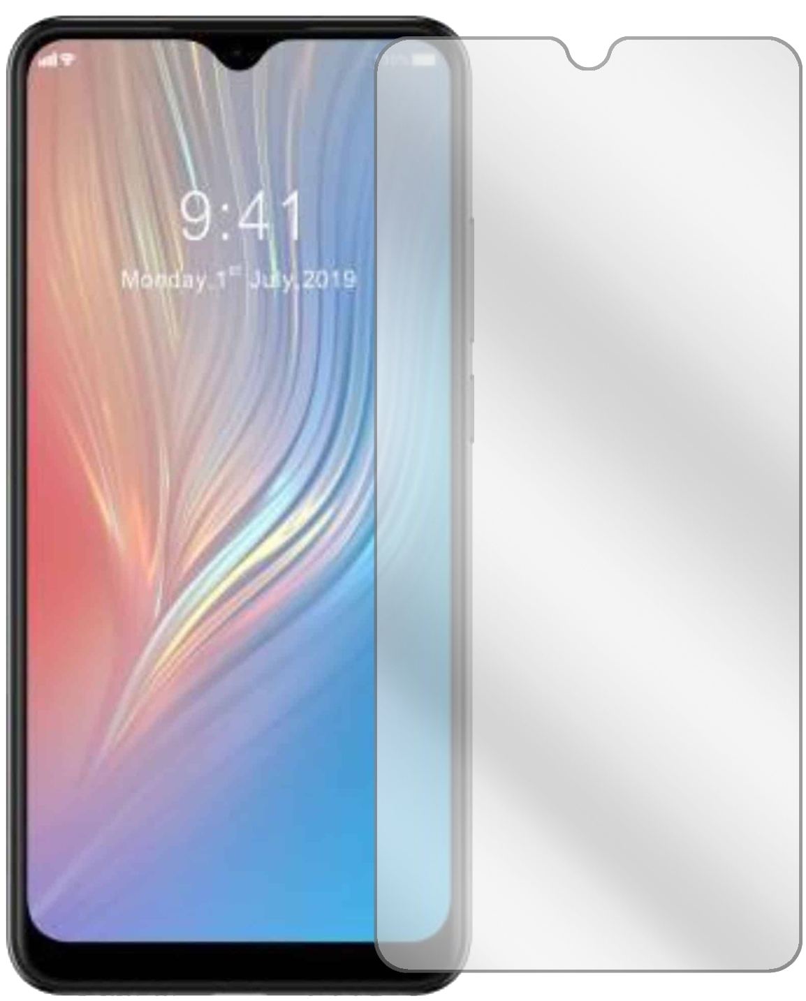 HTCWildfire X mit aufgebrachter dipos Displayschutzfolie, glasklare Darstellung ohne Einschränkungen