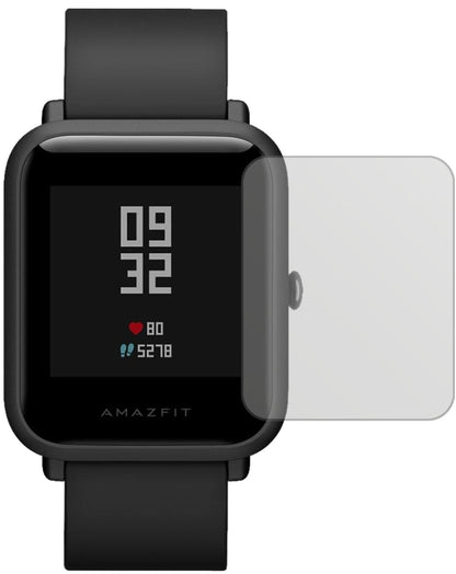 HuamiAmazfit Bip S mit aufgebrachter dipos Displayschutzfolie, die lästige Fingerabdrücke minimiert