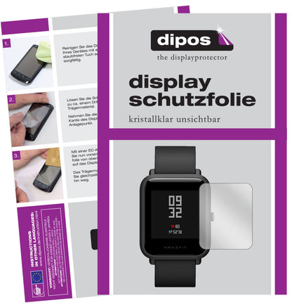 Klare Displayschutzfolie von dipos passend für Huami Amazfit Bip S, präziser Zuschnitt und blasenfrei montiert