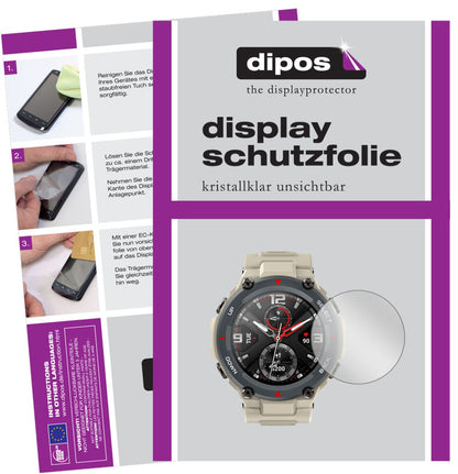 Klare Displayschutzfolie von dipos passend für Huami Amazfit T-Rex, präziser Zuschnitt und blasenfrei montiert