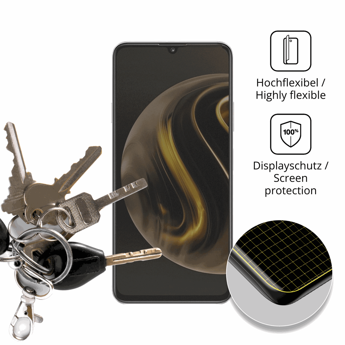dipos Displayschutz für Huawei Enjoy 70, mit Blickschutzfilter und perfekter Passform auch für die Rundungen