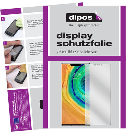 Klare Displayschutzfolie von dipos passend für Huawei Mate 30 Pro, präziser Zuschnitt und blasenfrei montiert