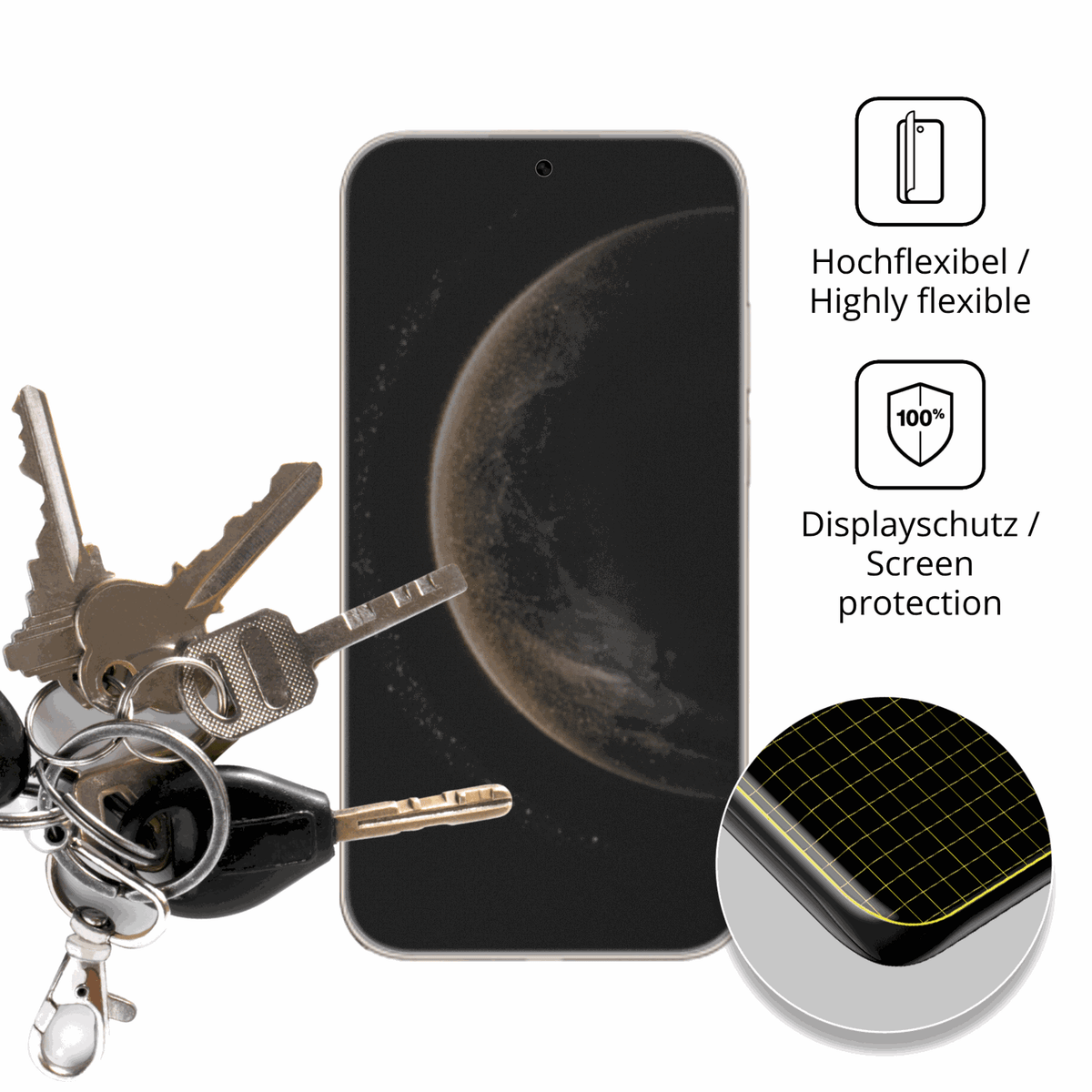 dipos Displayschutz für huaweimate 70 air, mit Blickschutzfilter und perfekter Passform auch für die Rundungen