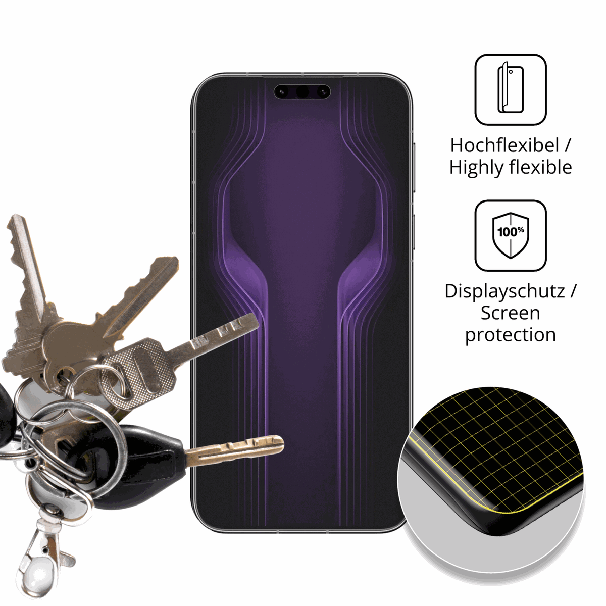 dipos Displayschutz für Huawei Mate 80 RS Ultimate, transparente Oberfläche, perfekte Passform auch für die Rundungen