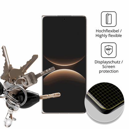 dipos Displayschutz für Huawei Mate X7 Aussenseite, transparente Oberfläche, perfekte Passform auch für die Rundungen
