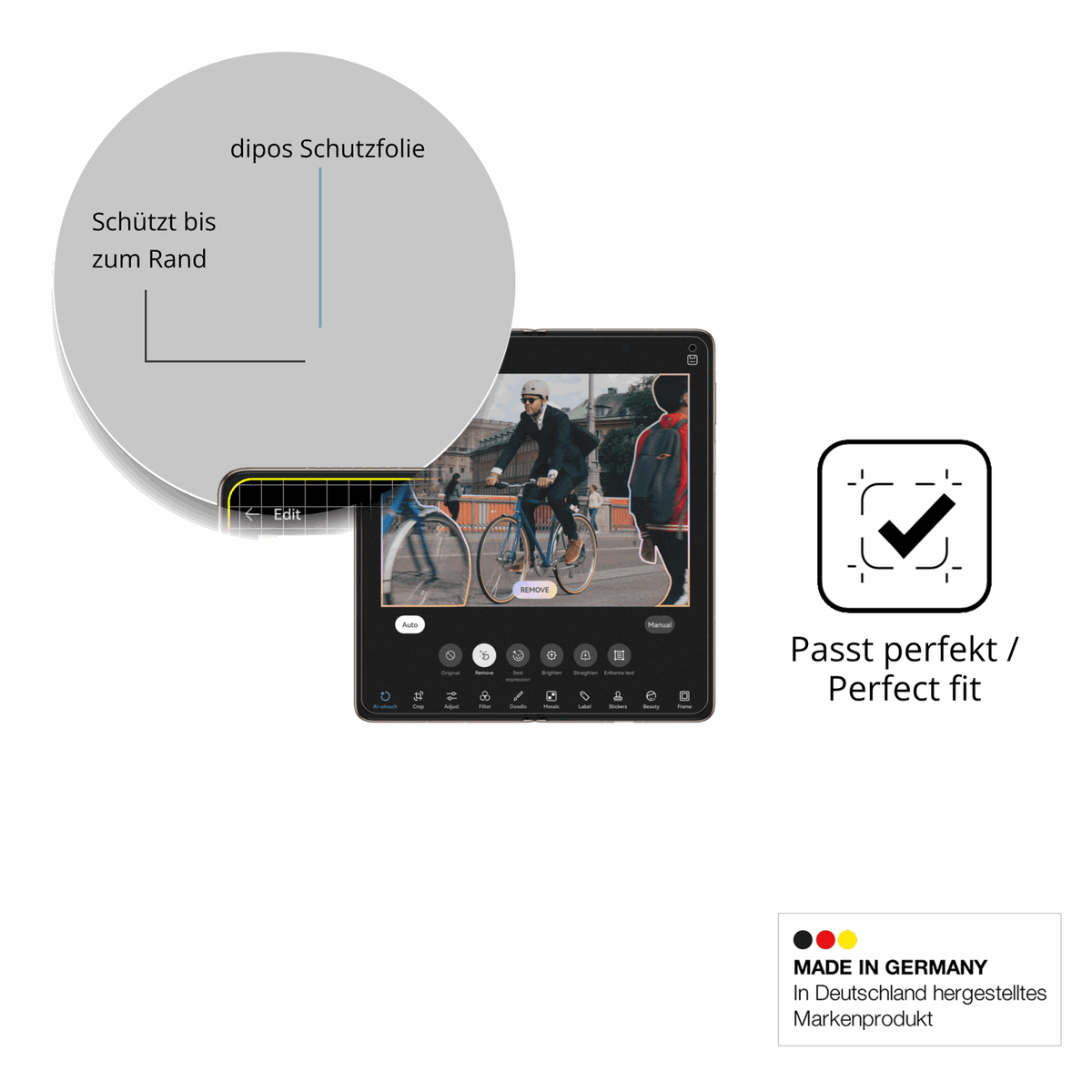 Besonders flexibler Displayschutz mit Anti-Shock-Schicht im Materialmix