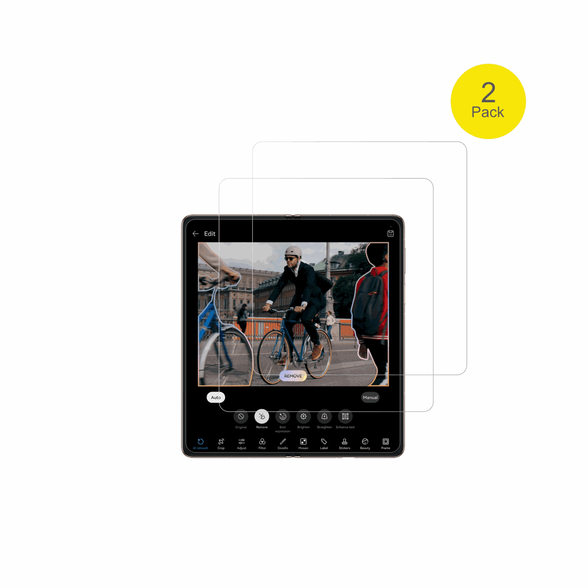 HuaweiMate X7 Innenseite mit aufgebrachter dipos Displayschutzfolie, glasklare Darstellung ohne Einschränkungen