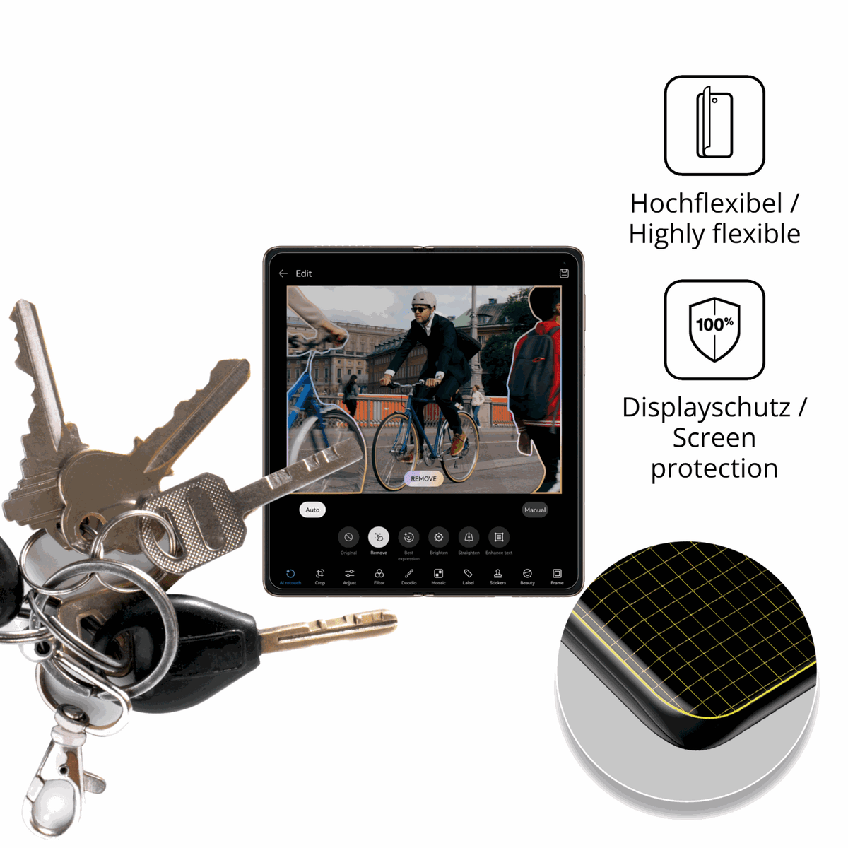dipos Displayschutz für Huawei Mate X7 Innenseite, transparente Oberfläche, geringe Dicke und perfekte Passform