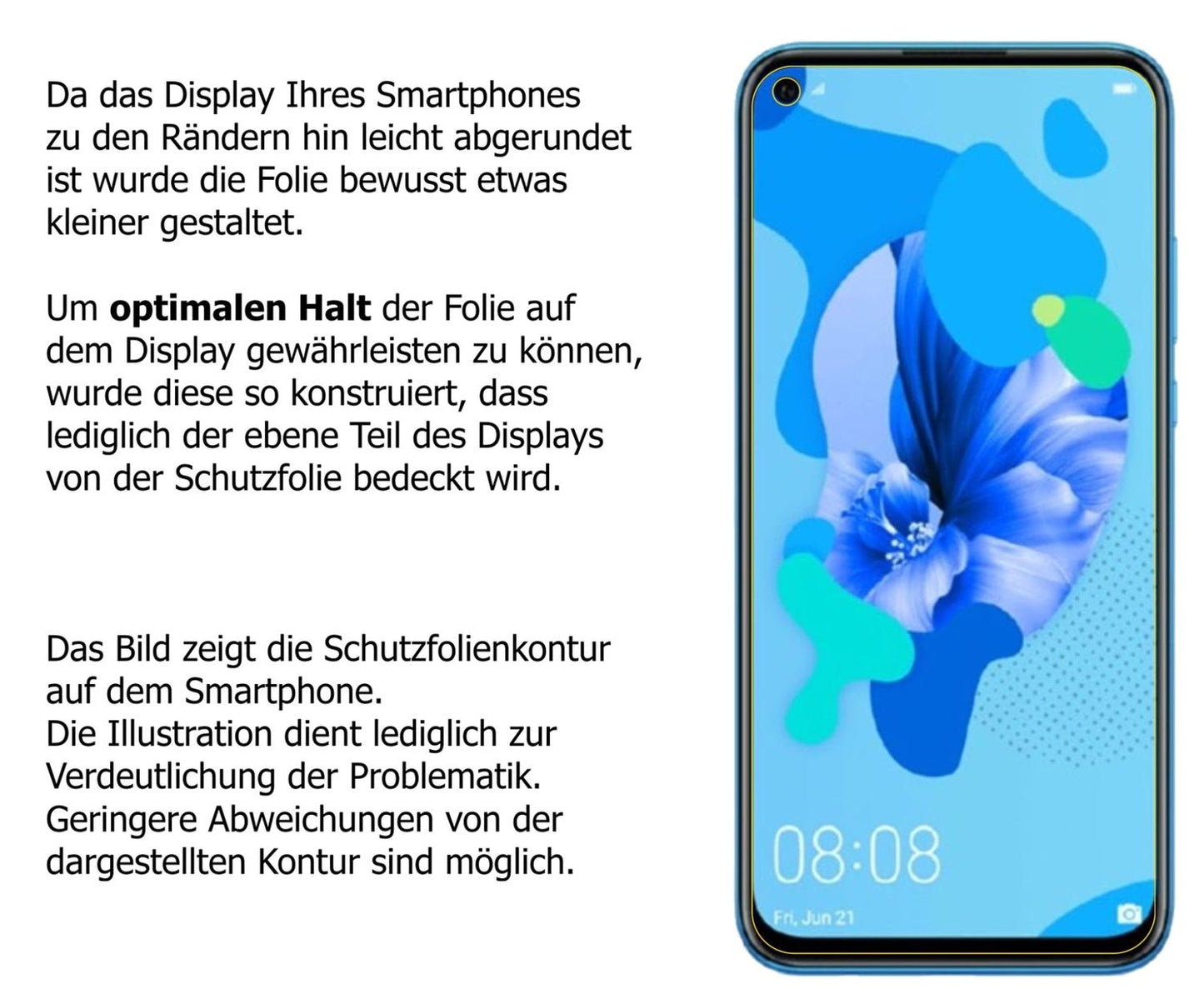 Schutzfolie mit optimaler Passform, zur Verwendung mit Hüllen geeignet