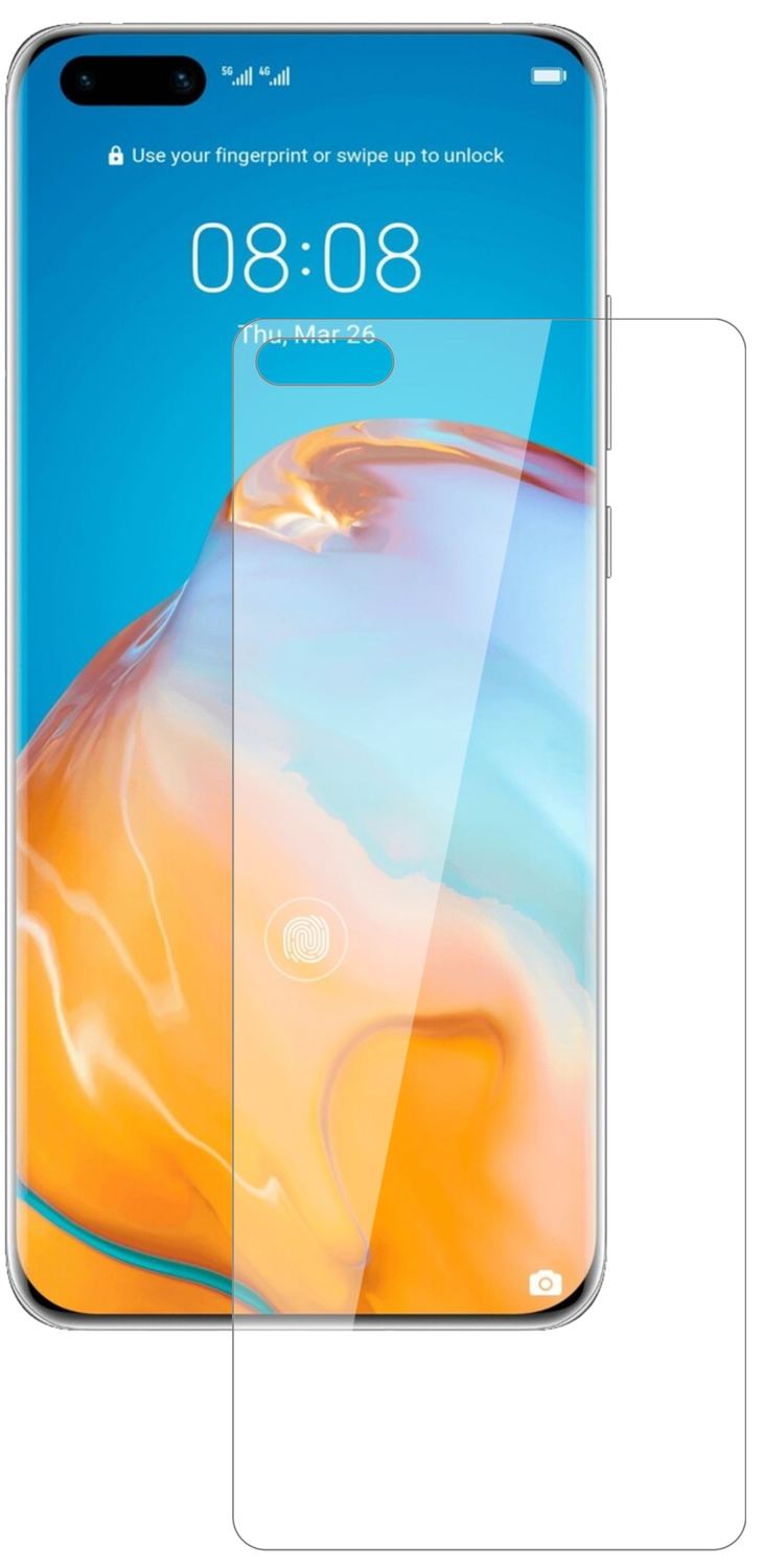 HuaweiP40 mit aufgebrachter dipos Flex Schutzfolie, glasklare Darstellung ohne Einschränkungen