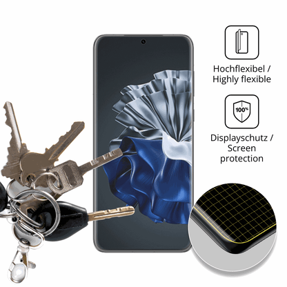dipos Displayschutz für Huawei P60 Pro, transparente Oberfläche, perfekte Passform auch für die Rundungen