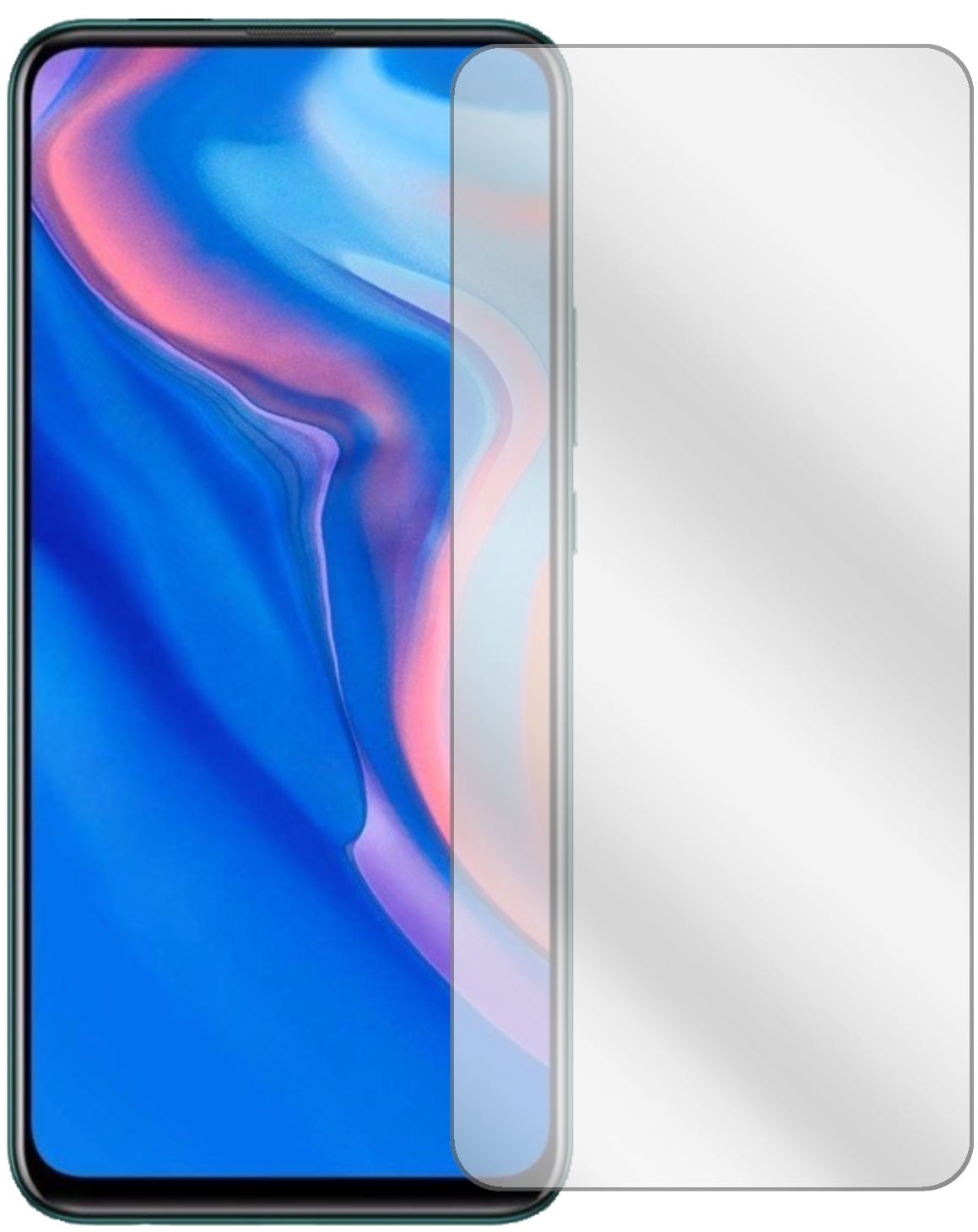 HuaweiP Smart Pro (2020) mit aufgebrachter dipos Displayschutzfolie, glasklare Darstellung ohne Einschränkungen