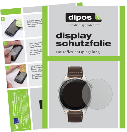 Matte Displayschutzfolie von dipos passend für Huawei Watch 3 Pro, präziser Zuschnitt und blasenfrei montiert