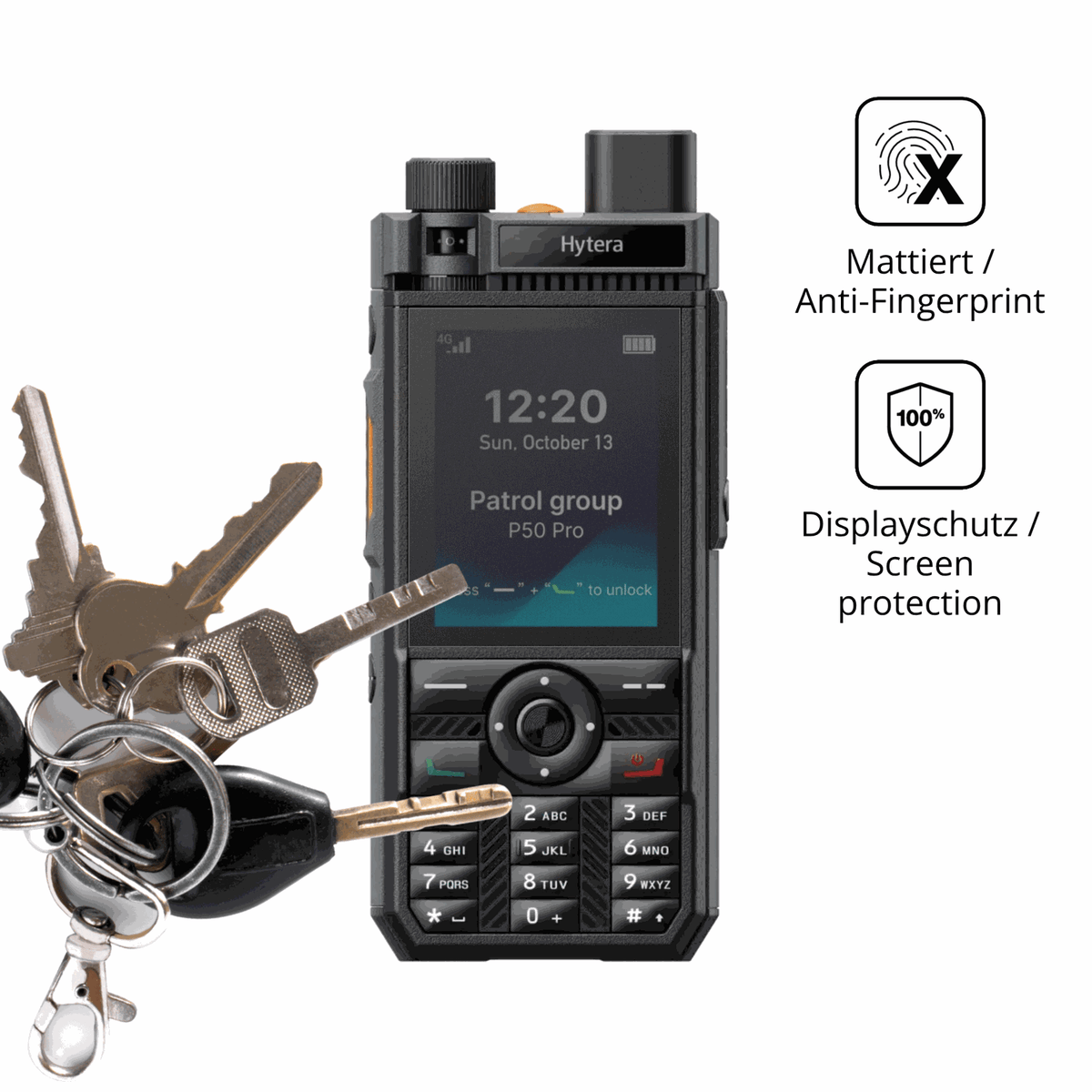 dipos Displayschutz für Hytera P50 Pro, mattierte Oberfläche, Blickschutzfilter und perfekter Passform