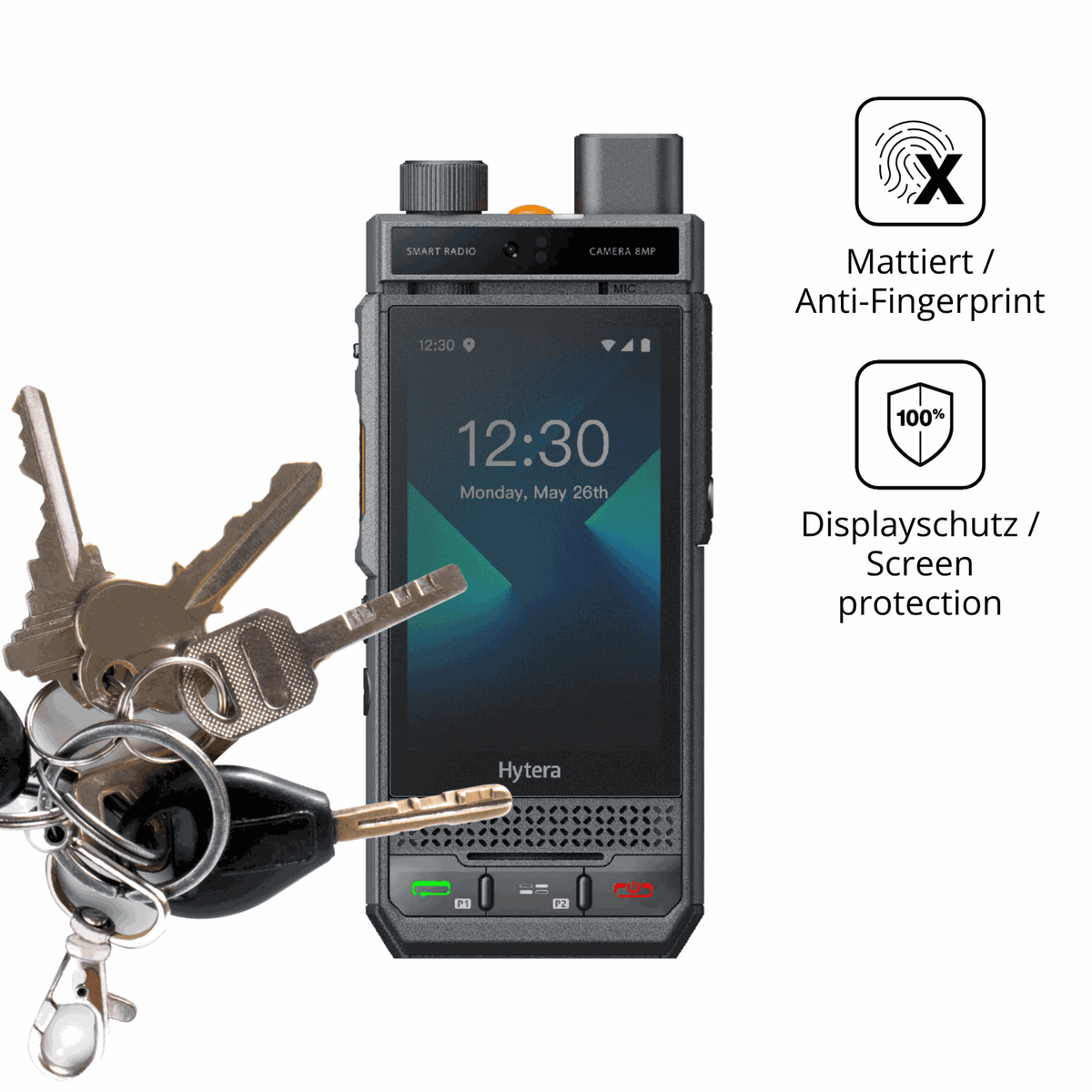 dipos Displayschutz für Hytera P60, mattierte Oberfläche, Blickschutzfilter und perfekter Passform