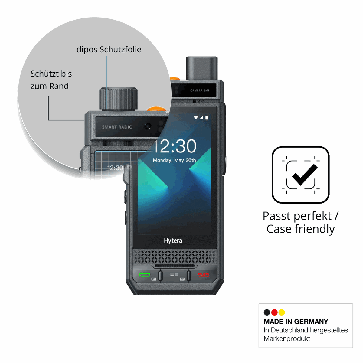 Schutzglasfolie mit optimaler Passform, zur Verwendung mit Hüllen geeignet