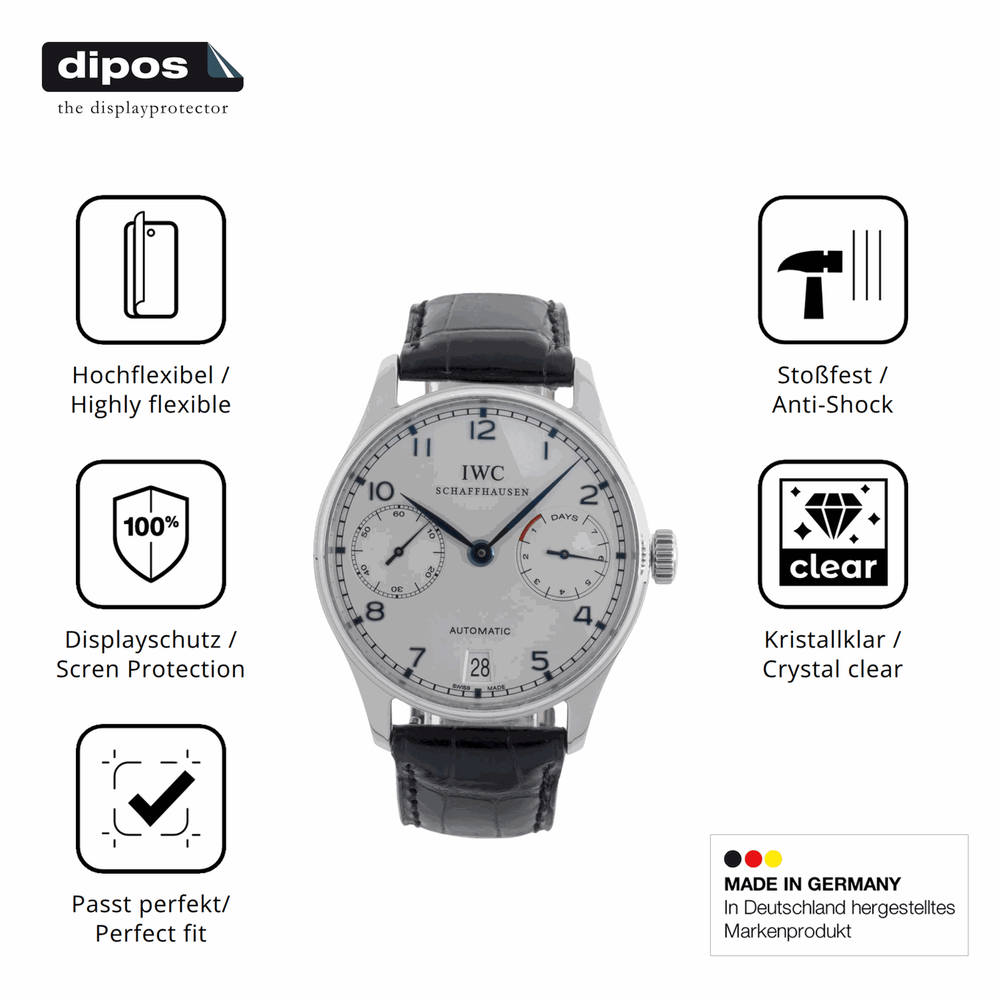 Displayschutz hergestellt in Deutschland, höchste Qualität made in Germany