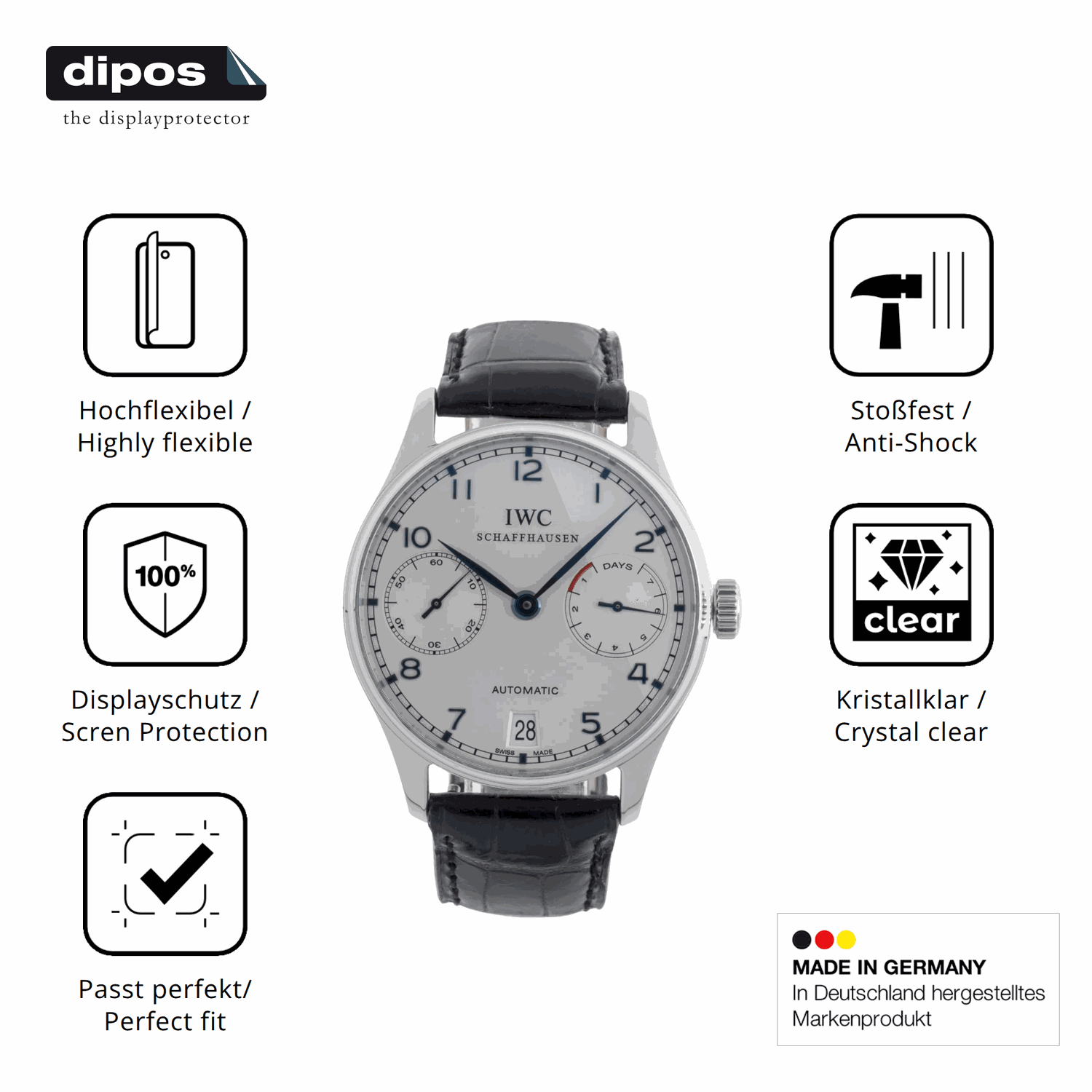 Displayschutz hergestellt in Deutschland, höchste Qualität made in Germany