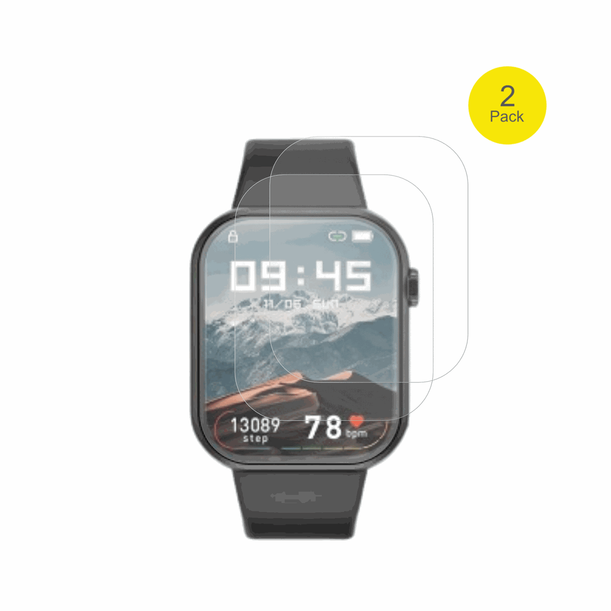 ignovatetr smartwatch mit aufgebrachter dipos Flex Schutzfolie, glasklare Darstellung ohne Einschränkungen