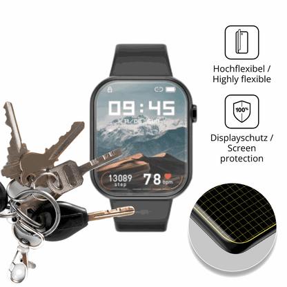dipos Displayschutz für ignovatetr smartwatch, transparente Oberfläche, perfekte Passform auch für die Rundungen