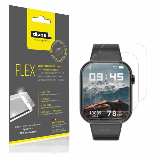 Klare Displayschutzfolie von dipos passend für ignovatetr smartwatch, 100% Displayabdeckung und blasenfreie Montage