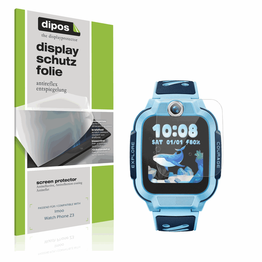Matte Displayschutzfolie von dipos passend für Imoo Watch Phone Z3, präziser Zuschnitt und blasenfrei montiert