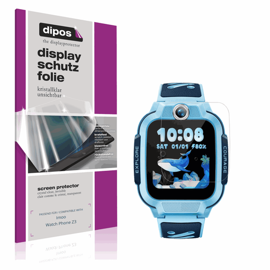 Klare Displayschutzfolie von dipos passend für Imoo Watch Phone Z3, präziser Zuschnitt und blasenfrei montiert