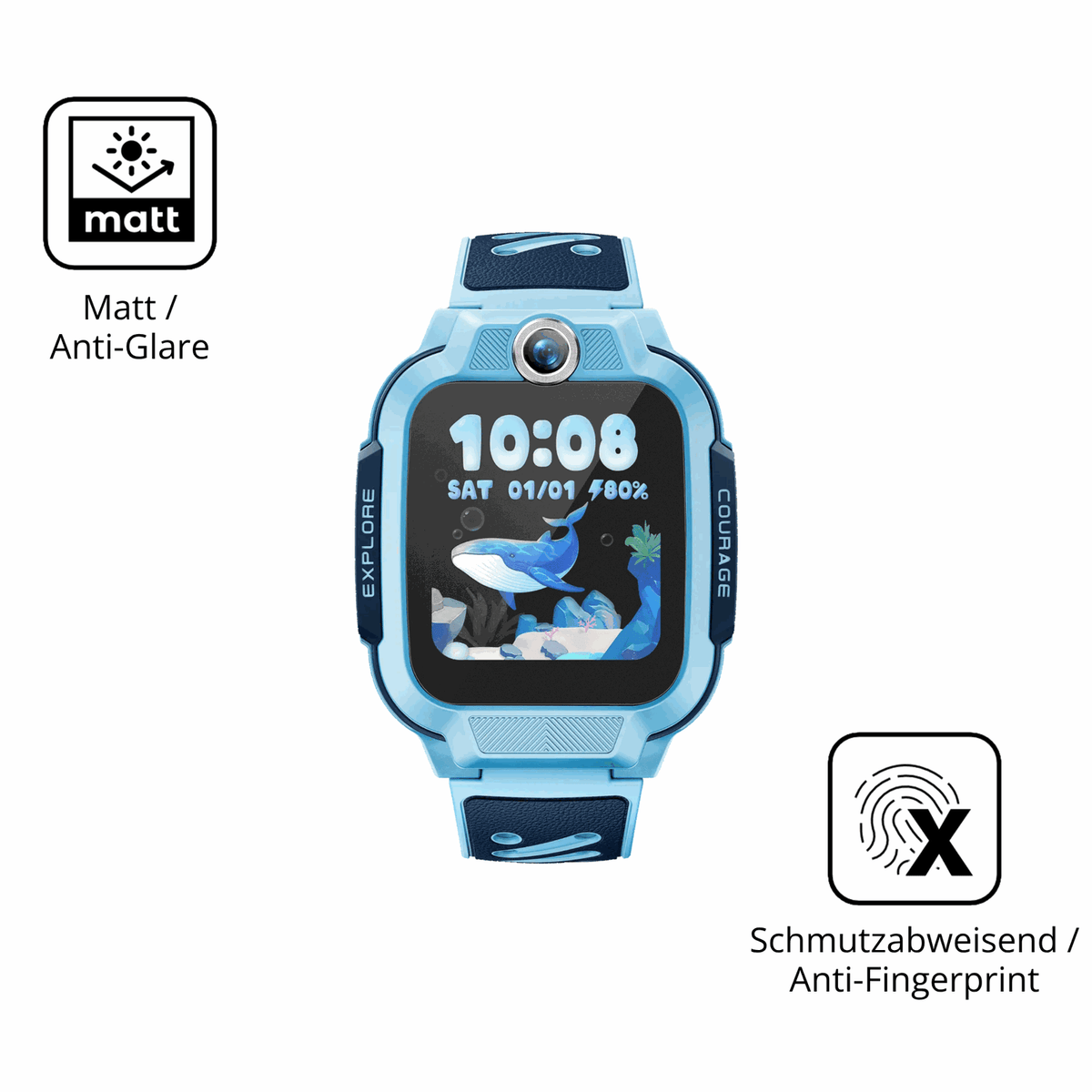 9H Hartbeschichtete, flexible Folie passend zugeschnitten für Imoo Watch Phone Z3