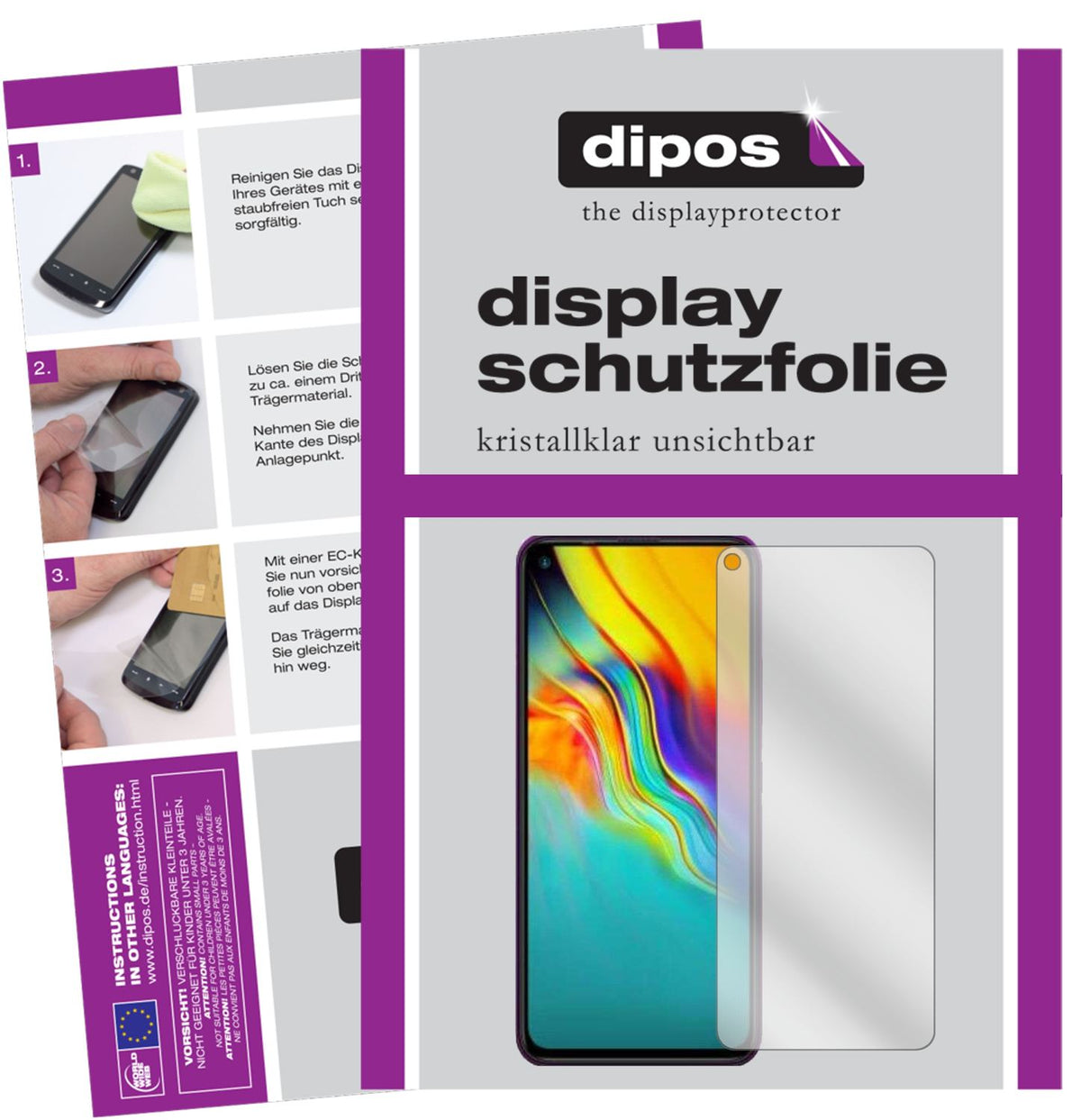 Klare Displayschutzfolie von dipos passend für Infinix Hot 9 Pro, präziser Zuschnitt und blasenfrei montiert