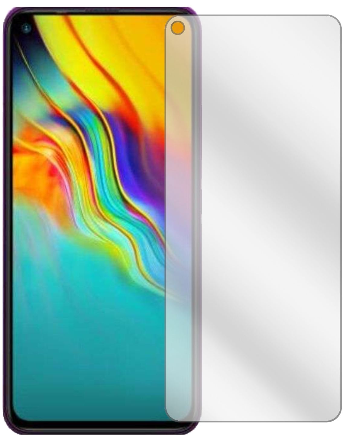 InfinixHot 9 Pro mit aufgebrachter dipos Displayschutzfolie, glasklare Darstellung ohne Einschränkungen
