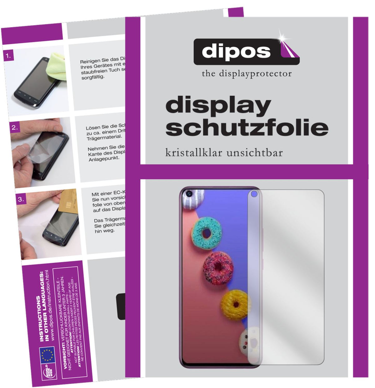 Klare Displayschutzfolie von dipos passend für Infinix S5 Lite, präziser Zuschnitt und blasenfrei montiert