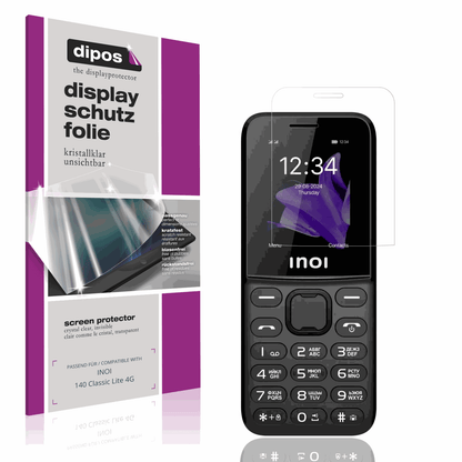 Klare Displayschutzfolie von dipos passend für INOI 140 Classic Lite 4G, präziser Zuschnitt und blasenfrei montiert