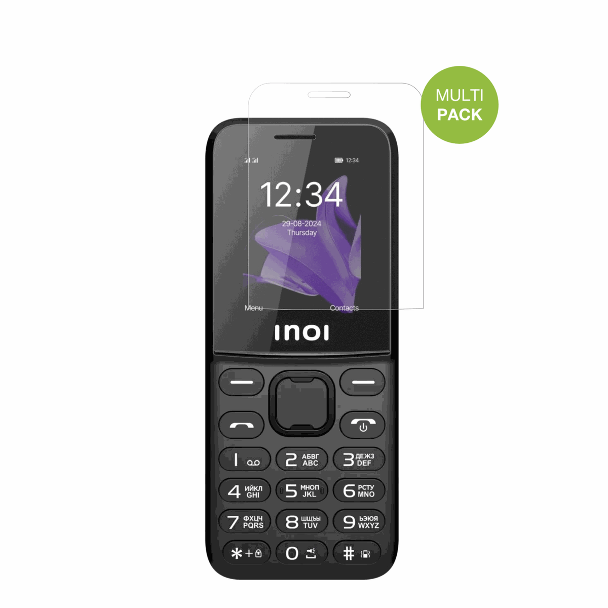 INOI140 Classic Lite 4G mit aufgebrachter dipos Displayschutzfolie, die lästige Fingerabdrücke minimiert