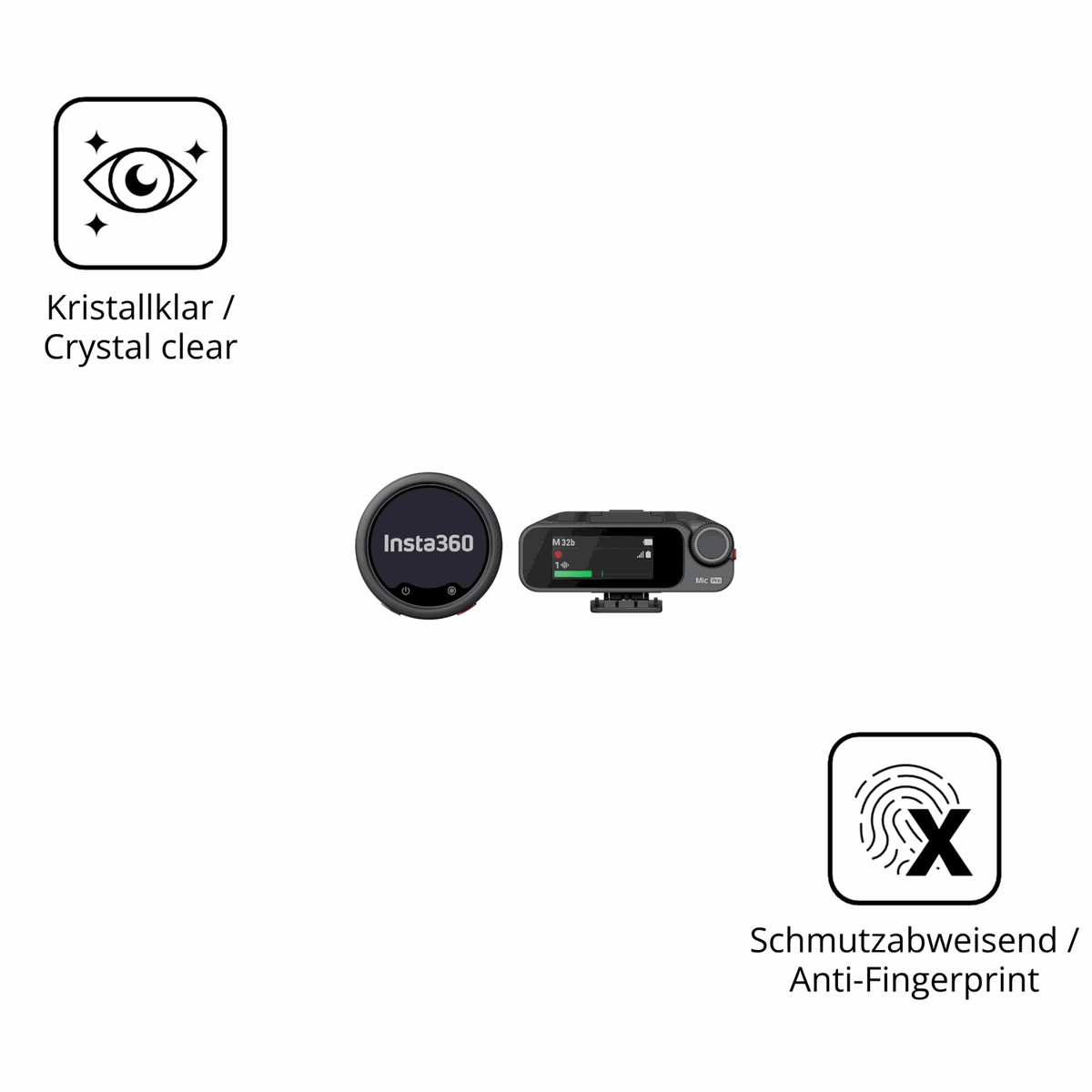 2x 9H Schutzfolie für Insta360 Mic Pro TX + RX Panzerfolie