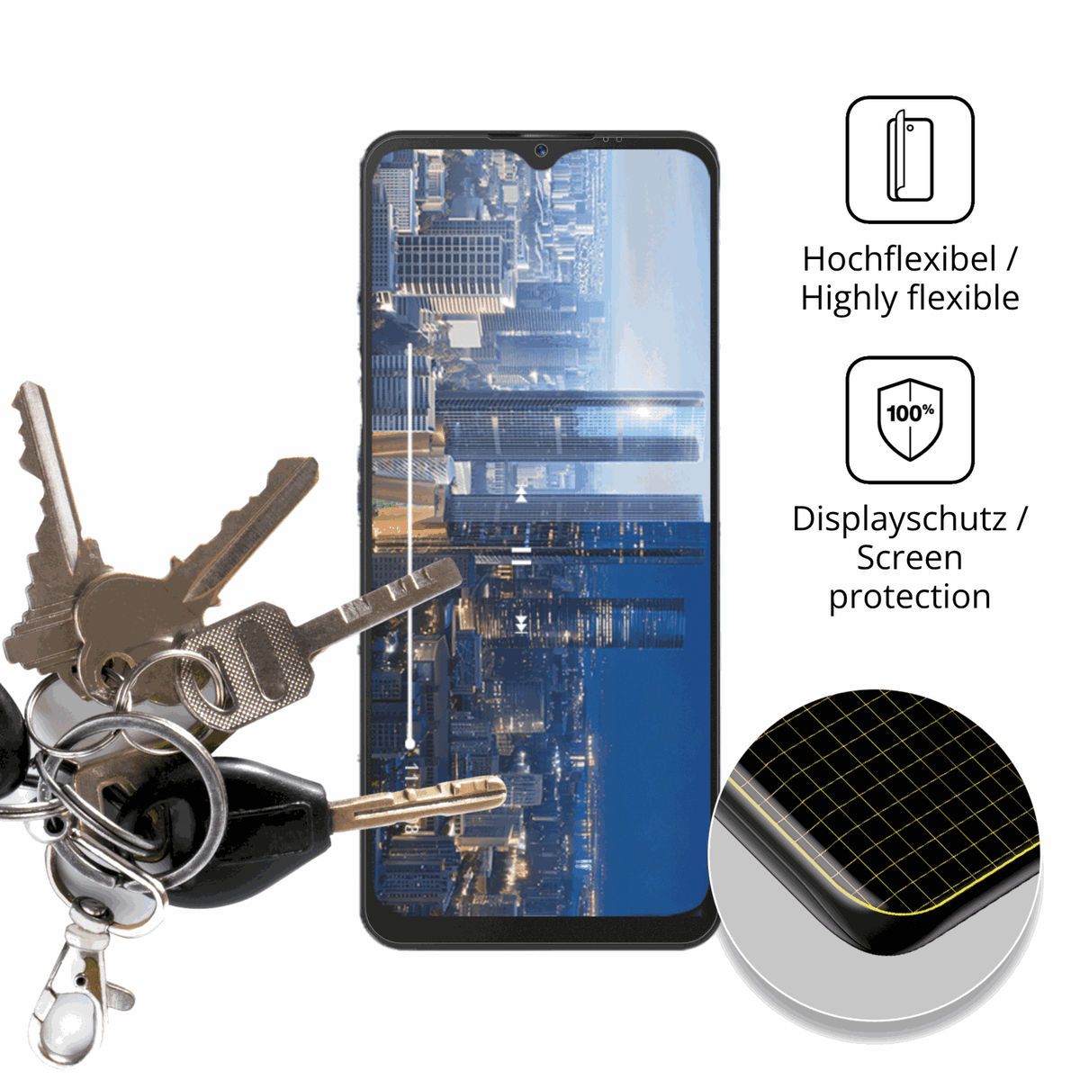 dipos Displayschutz für invens Note 12P, transparente Oberfläche, perfekte Passform auch für die Rundungen
