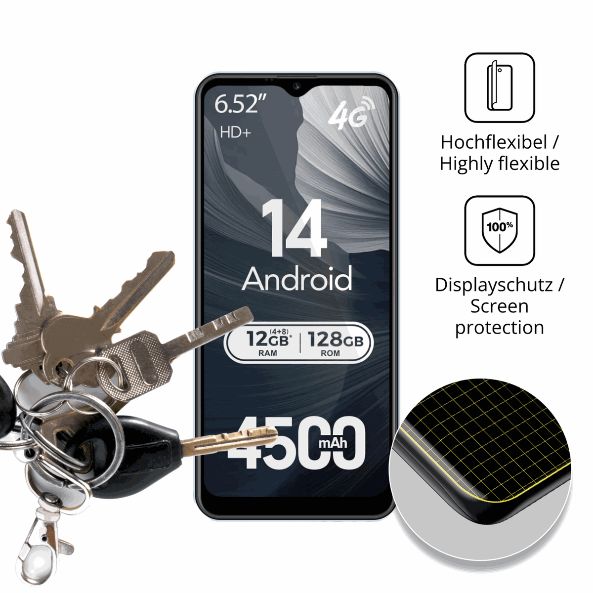 dipos Displayschutz für invens Note TK02, transparente Oberfläche, geringe Dicke und perfekte Passform